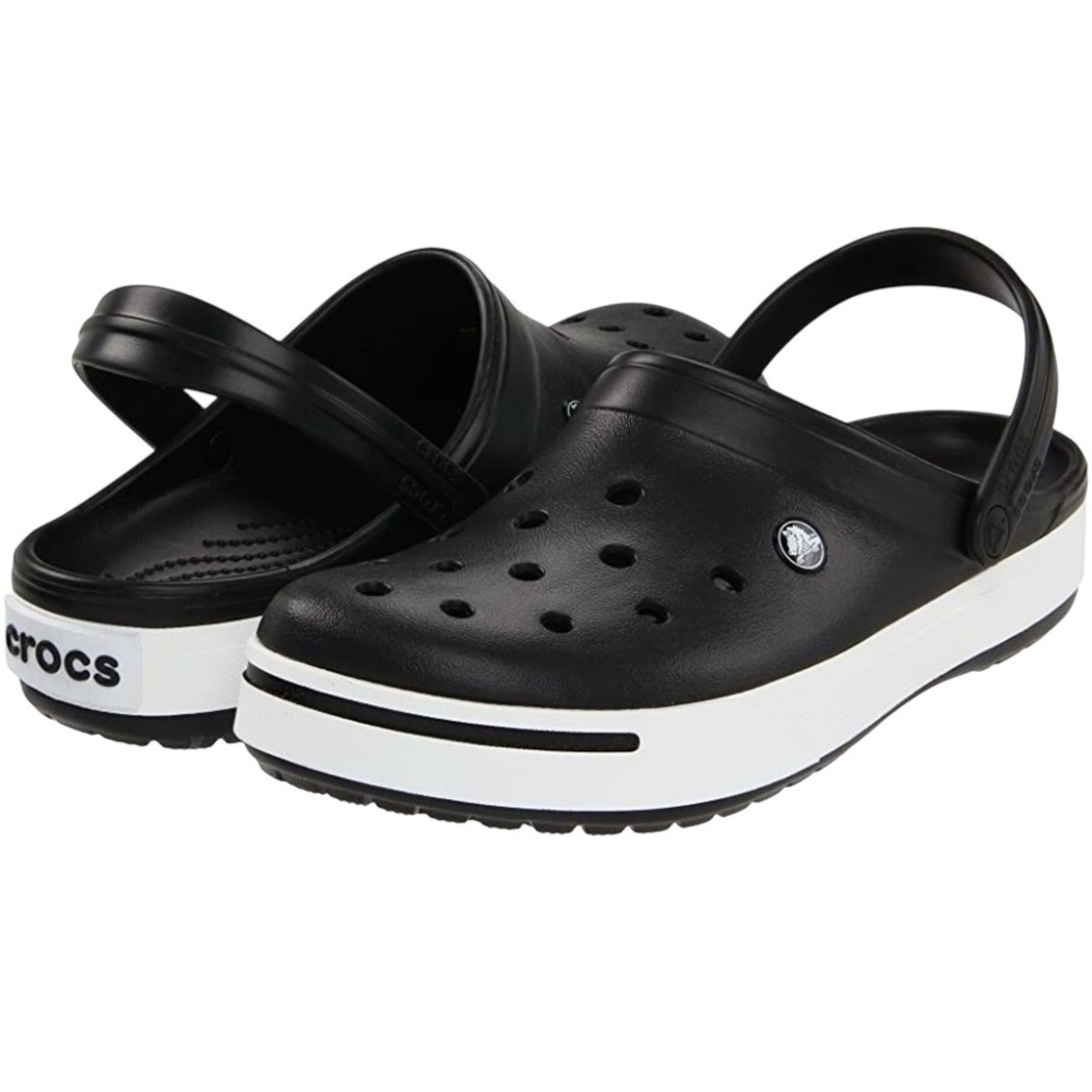 Crocs Crocband II Black & White Clogs Unisex W9 M7 NWT